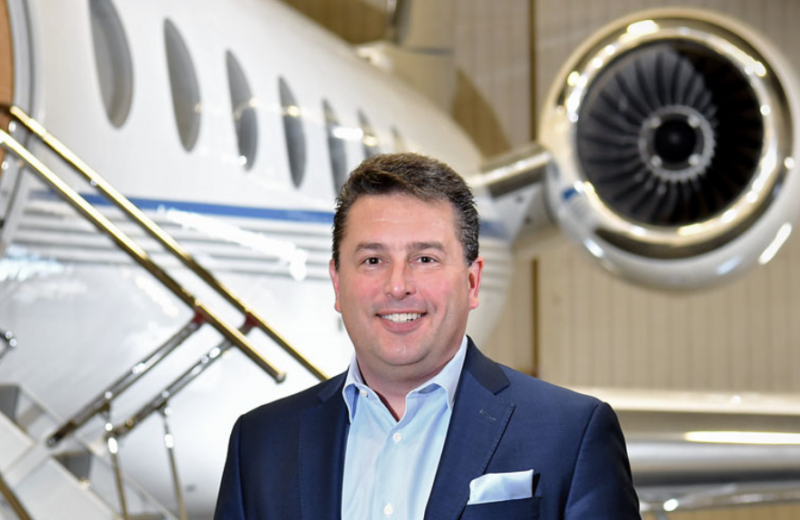 Joe Carfagna, Leading Edge Aviation Solutions, celebrates 1000 aircraft transactions.